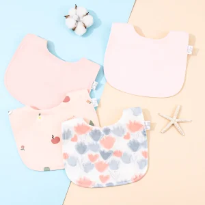 4pcs Unisex Cotton Adjustable Bibs