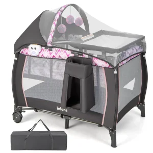 Multi-Function 4-in-1 Pink Baby Playard