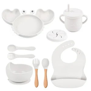 9Pcs BPA-Free Silicone Crab Baby Feeding Set